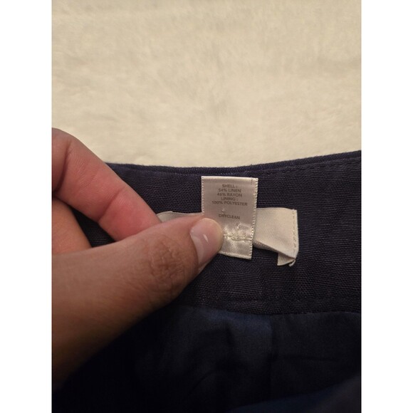 Loft Womens Navy Linen blend Knee Length Straight Skirt Sz 2 - Picture 4 of 8